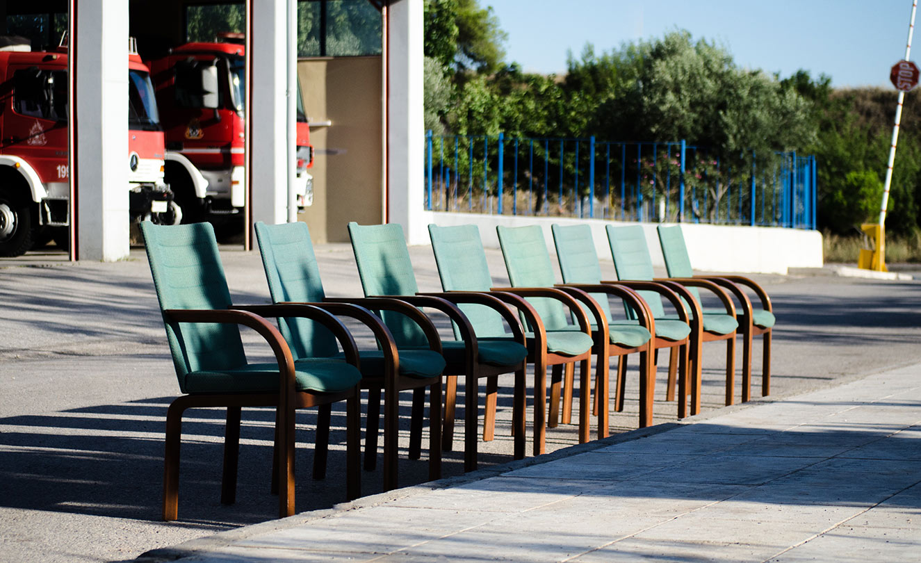 Row of green chairs