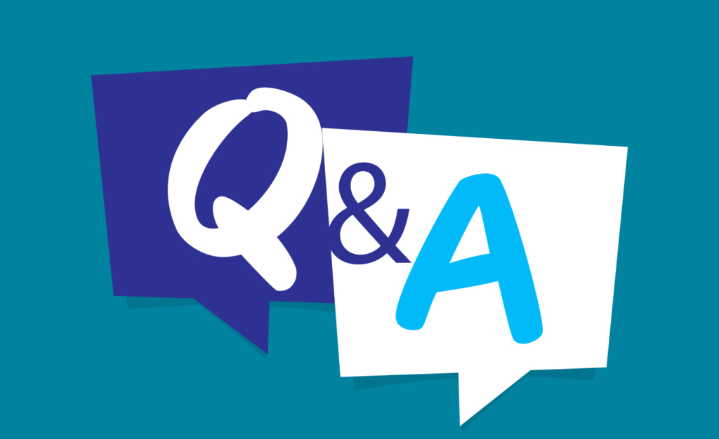 Letters Q & A with a blue background